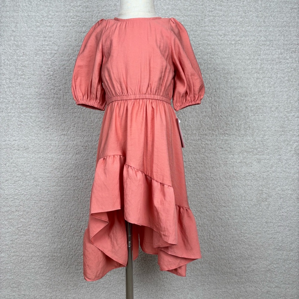 Joyfolie Mia Joy Dress Girls 2 Salmon Gabriella Ruffle Hi Low Prairie Elastic
